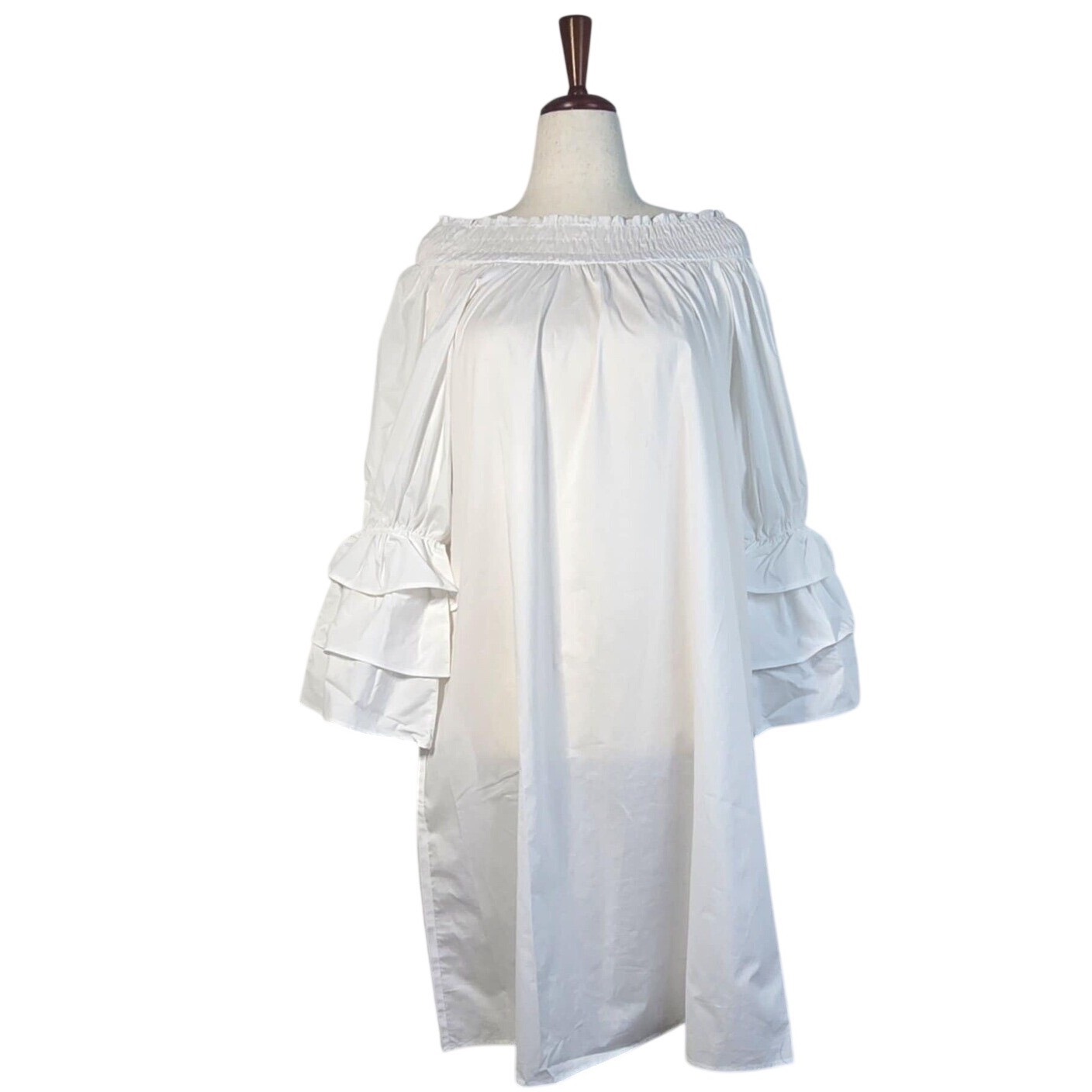 Harshman Daphne Dress Ruffle Sleeve White Dress Size M